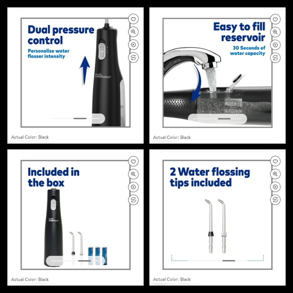 Waterpik Cordless Express Portable Water Flosser Oral Irrigator, Black - Picture 4 of 11